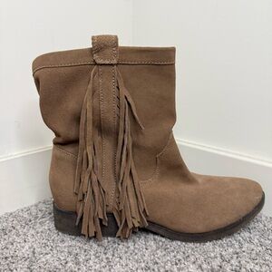 70 Post Tan Suede Genuine Fringe Western Ankle Boots Festival Women’s US 10